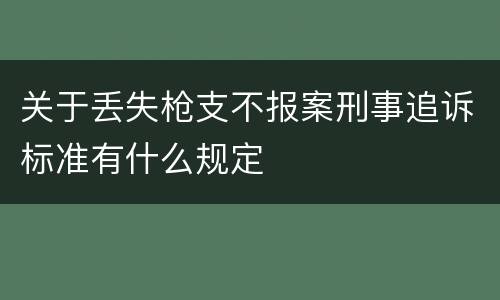 关于丢失枪支不报案刑事追诉标准有什么规定