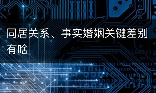 同居关系、事实婚姻关键差别有啥