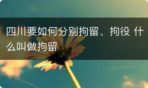四川要如何分别拘留、拘役 什么叫做拘留
