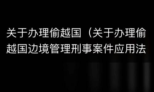 关于办理偷越国（关于办理偷越国边境管理刑事案件应用法律）