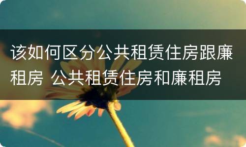 该如何区分公共租赁住房跟廉租房 公共租赁住房和廉租房