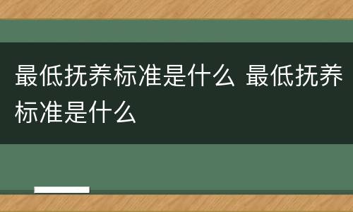 最低抚养标准是什么 最低抚养标准是什么