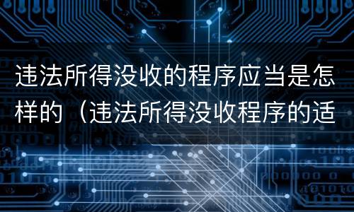违法所得没收的程序应当是怎样的（违法所得没收程序的适用条件）