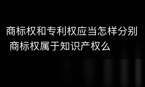 商标权和专利权应当怎样分别 商标权属于知识产权么