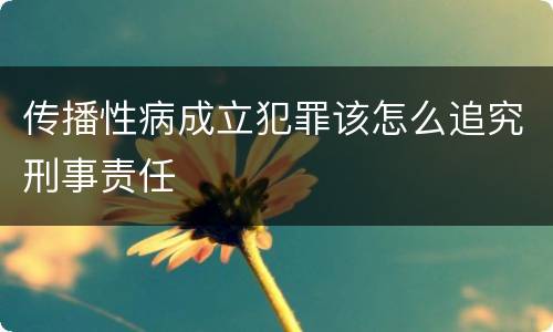 传播性病成立犯罪该怎么追究刑事责任