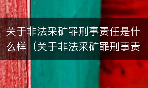 关于非法采矿罪刑事责任是什么样（关于非法采矿罪刑事责任是什么样的规定）