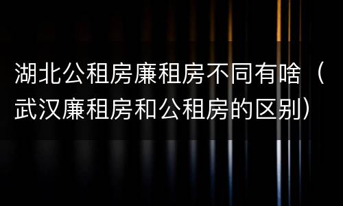 湖北公租房廉租房不同有啥（武汉廉租房和公租房的区别）