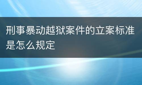 刑事暴动越狱案件的立案标准是怎么规定