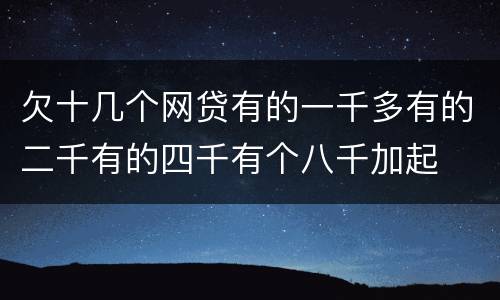 欠十几个网贷有的一千多有的二千有的四千有个八千加起
