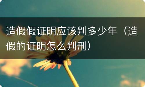造假假证明应该判多少年（造假的证明怎么判刑）