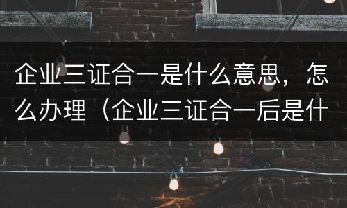 企业三证合一是什么意思，怎么办理（企业三证合一后是什么证）