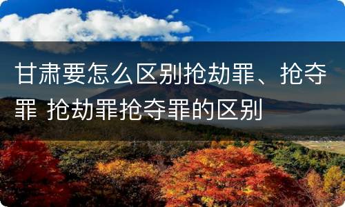 甘肃要怎么区别抢劫罪、抢夺罪 抢劫罪抢夺罪的区别