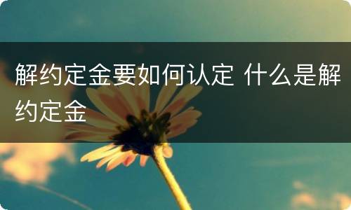 解约定金要如何认定 什么是解约定金