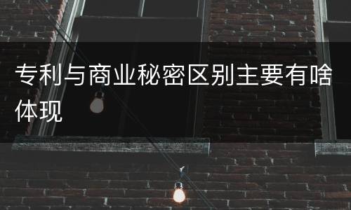 专利与商业秘密区别主要有啥体现