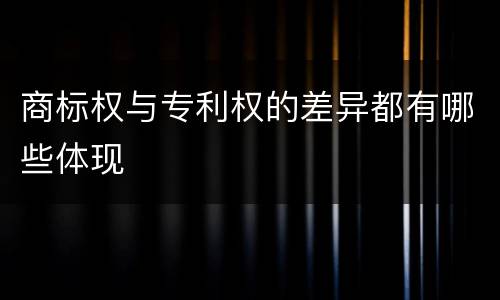 商标权与专利权的差异都有哪些体现