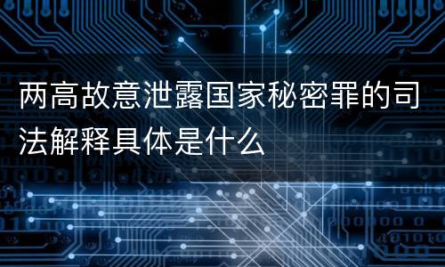 两高故意泄露国家秘密罪的司法解释具体是什么