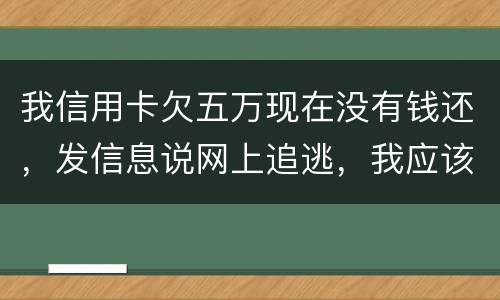我信用卡欠五万现在没有钱还，发信息说网上追逃，我应该怎么办