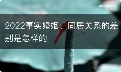 2022事实婚姻、同居关系的差别是怎样的