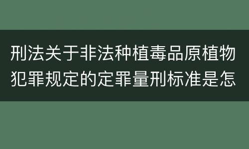刑法关于非法种植毒品原植物犯罪规定的定罪量刑标准是怎样的