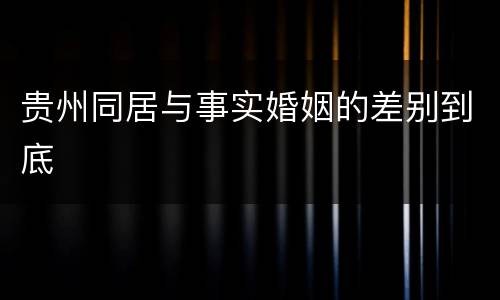 贵州同居与事实婚姻的差别到底