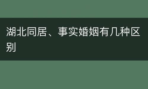 湖北同居、事实婚姻有几种区别