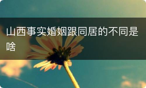 山西事实婚姻跟同居的不同是啥