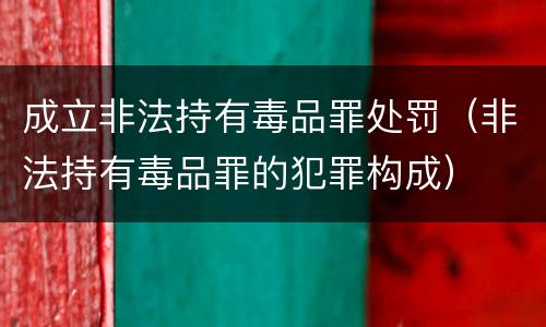 成立非法持有毒品罪处罚（非法持有毒品罪的犯罪构成）