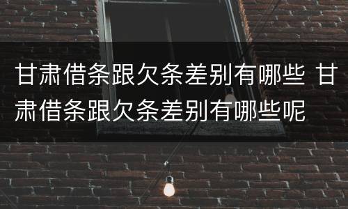 甘肃借条跟欠条差别有哪些 甘肃借条跟欠条差别有哪些呢
