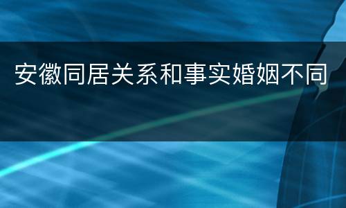 安徽同居关系和事实婚姻不同