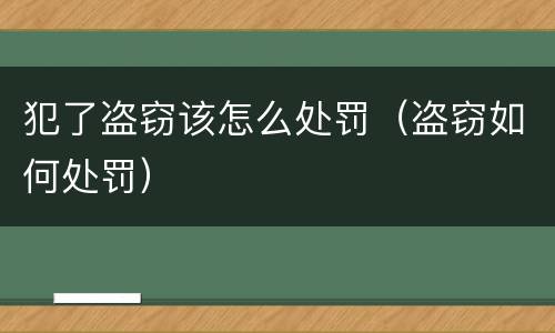 犯了盗窃该怎么处罚（盗窃如何处罚）