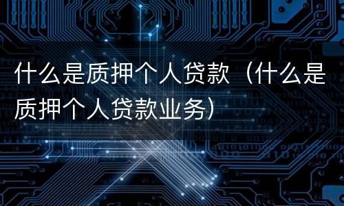 什么是质押个人贷款（什么是质押个人贷款业务）