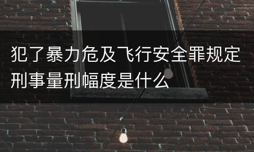 犯了暴力危及飞行安全罪规定刑事量刑幅度是什么