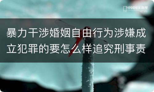 暴力干涉婚姻自由行为涉嫌成立犯罪的要怎么样追究刑事责任