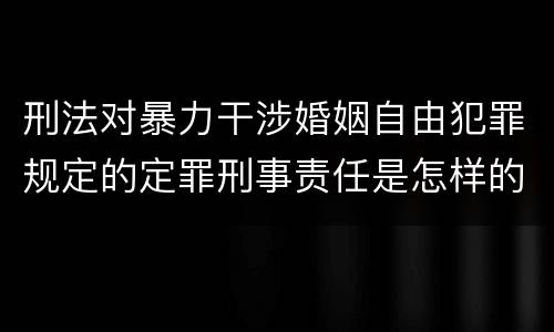 刑法对暴力干涉婚姻自由犯罪规定的定罪刑事责任是怎样的