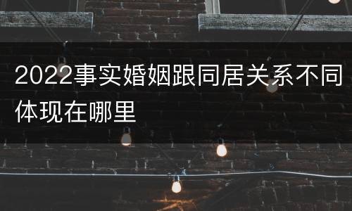 2022事实婚姻跟同居关系不同体现在哪里