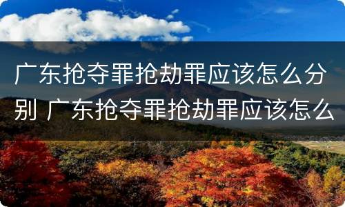 广东抢夺罪抢劫罪应该怎么分别 广东抢夺罪抢劫罪应该怎么分别认定
