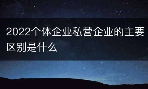 2022个体企业私营企业的主要区别是什么