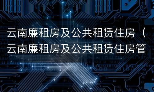 云南廉租房及公共租赁住房（云南廉租房及公共租赁住房管理办法）