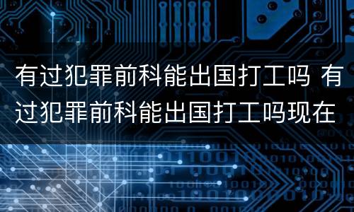 有过犯罪前科能出国打工吗 有过犯罪前科能出国打工吗现在