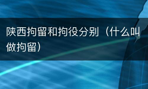 陕西拘留和拘役分别（什么叫做拘留）