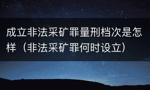 成立非法采矿罪量刑档次是怎样（非法采矿罪何时设立）