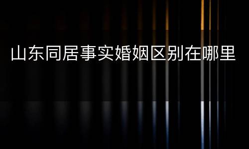 山东同居事实婚姻区别在哪里