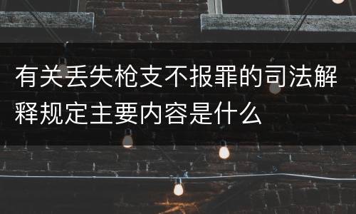 有关丢失枪支不报罪的司法解释规定主要内容是什么