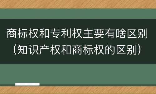商标权和专利权主要有啥区别（知识产权和商标权的区别）