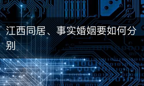 江西同居、事实婚姻要如何分别