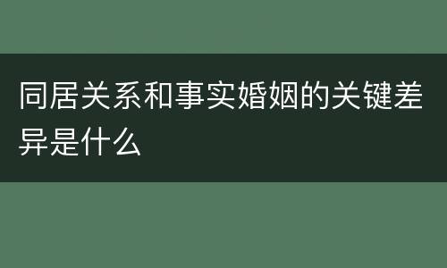 同居关系和事实婚姻的关键差异是什么