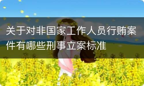 关于对非国家工作人员行贿案件有哪些刑事立案标准