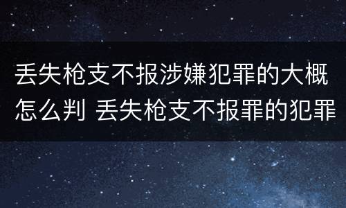 丢失枪支不报涉嫌犯罪的大概怎么判 丢失枪支不报罪的犯罪主体