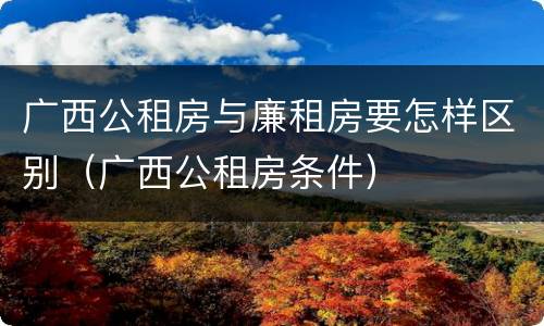 广西公租房与廉租房要怎样区别（广西公租房条件）