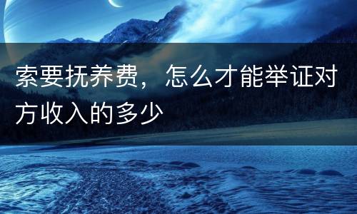 索要抚养费，怎么才能举证对方收入的多少